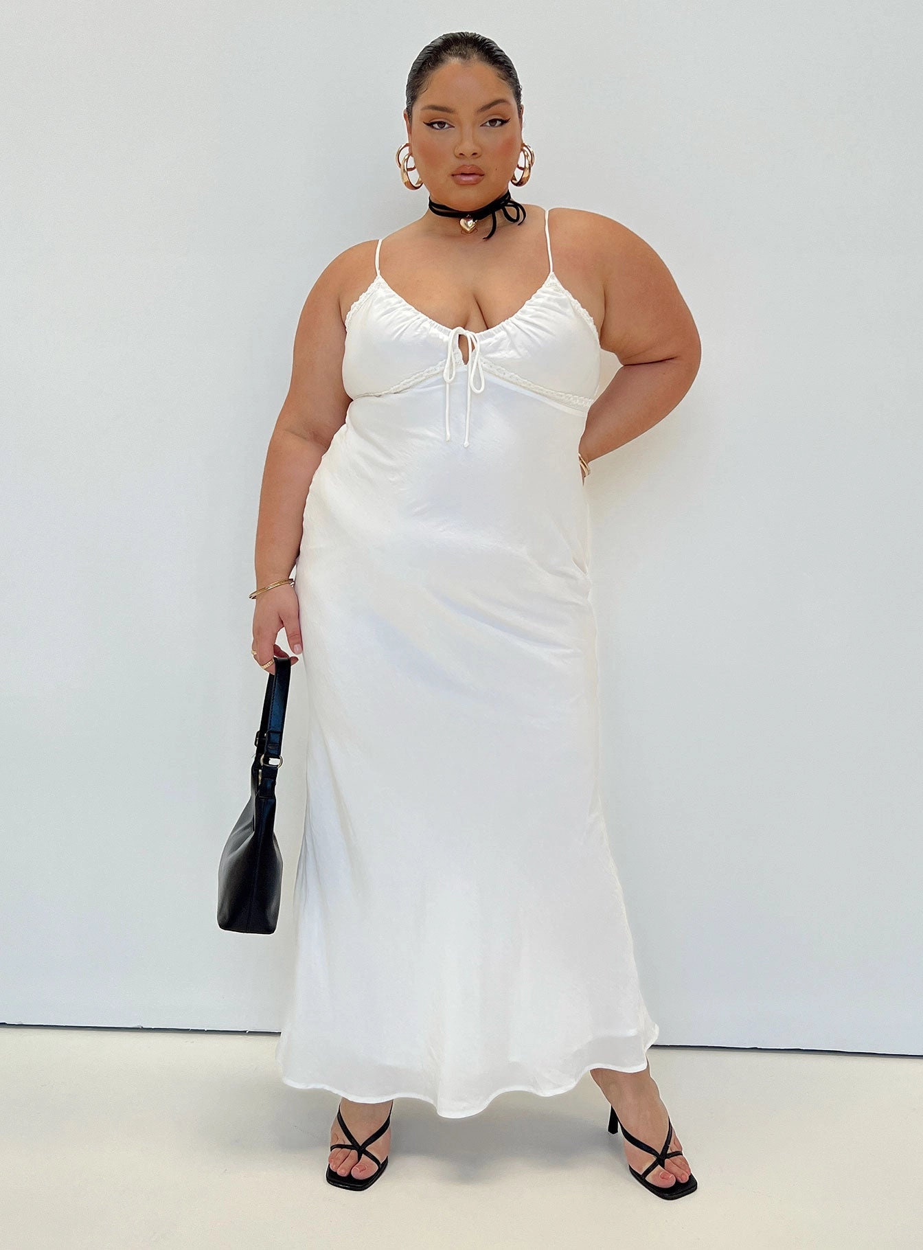Emily Maxi Dress White Curve Soft Presence Sleek Design