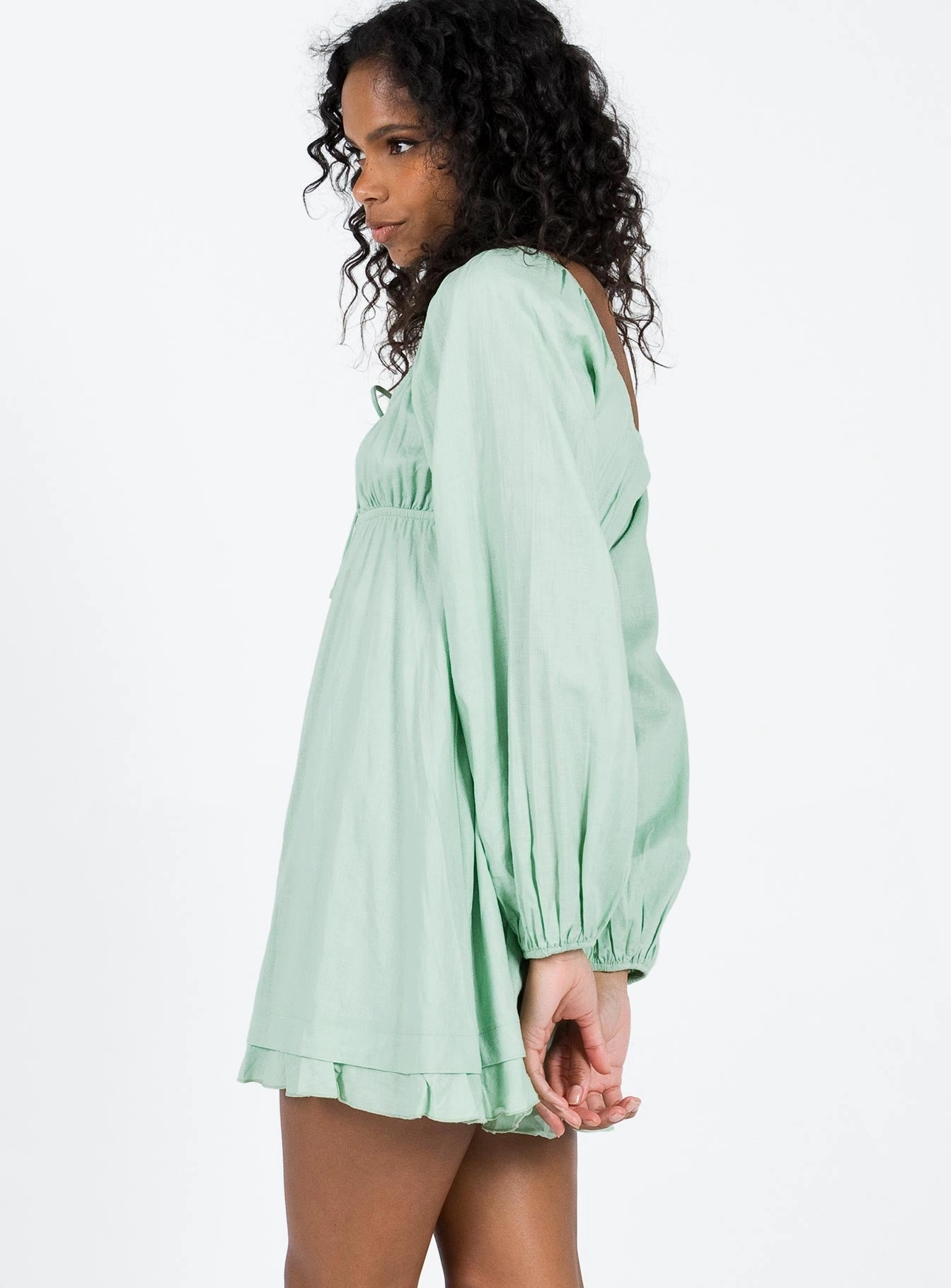 Empress Of Love Long Sleeve Mini Dress Sage Short Sleeve
