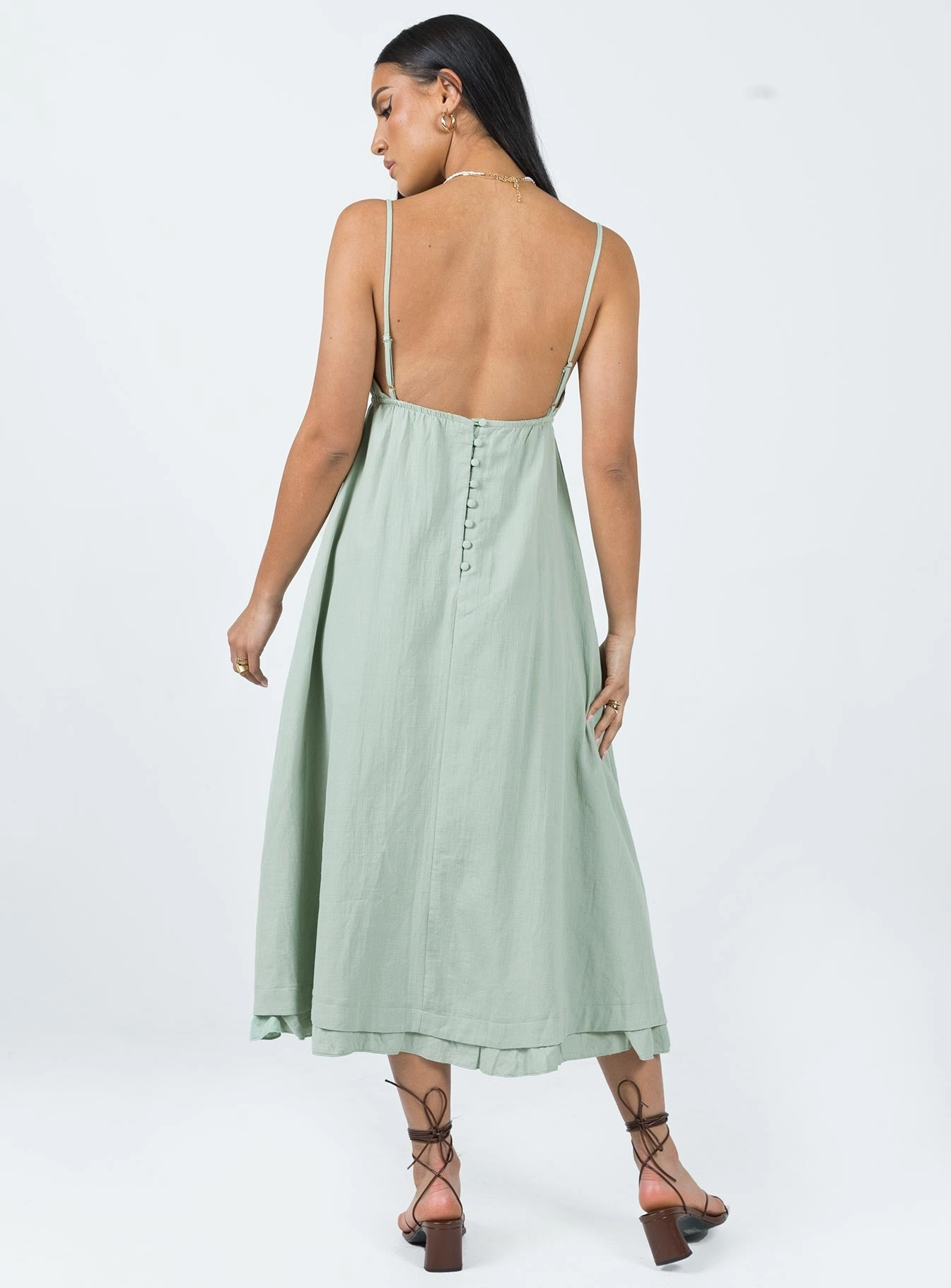 Empress Of Love Midi Dress Sage Elastic-Waist