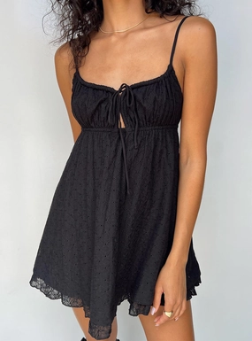 Chill Wear Empress of Love Mini Dress Black Embroidery