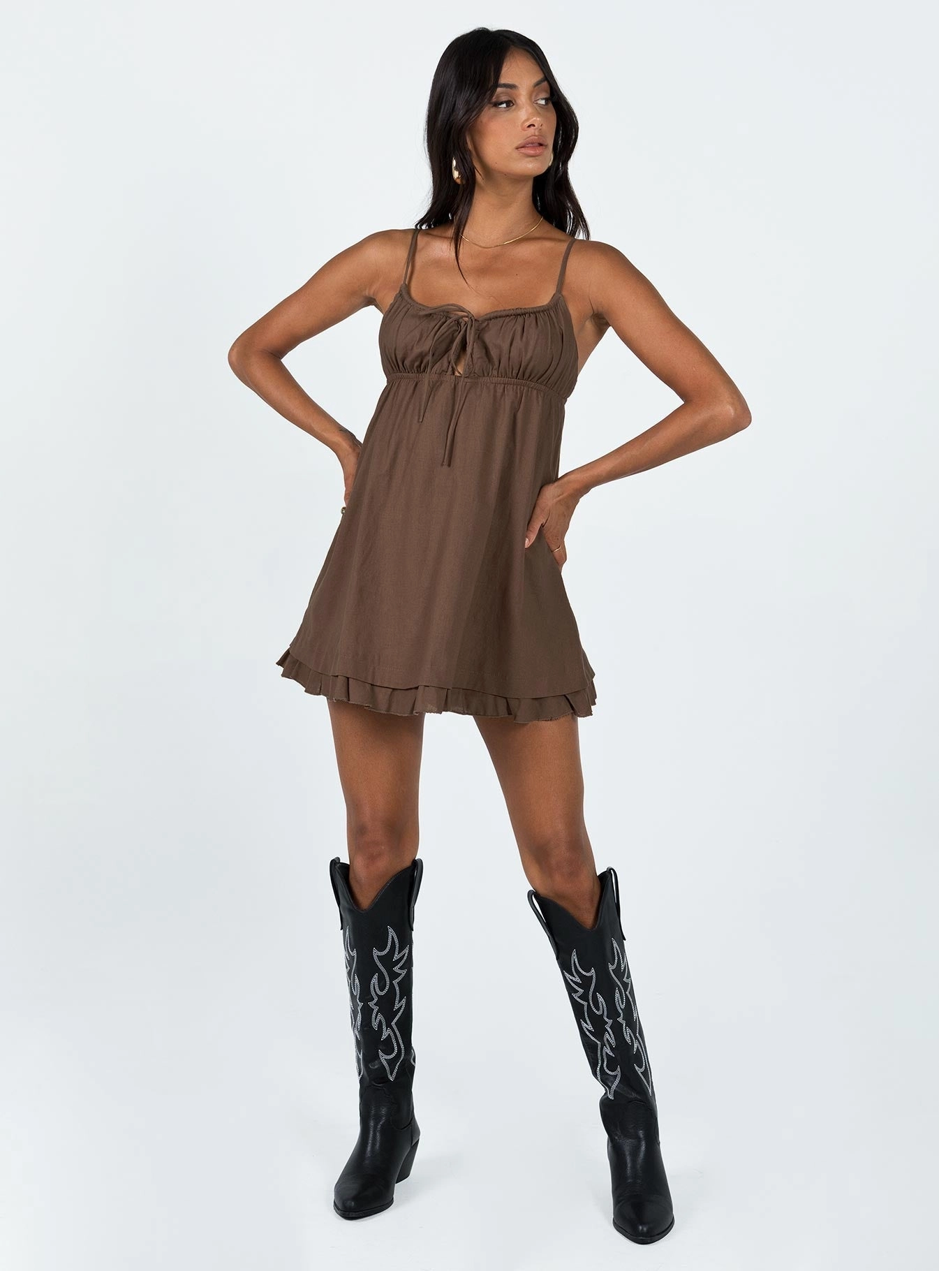 Empress Of Love Mini Dress Brown Smart Outfit