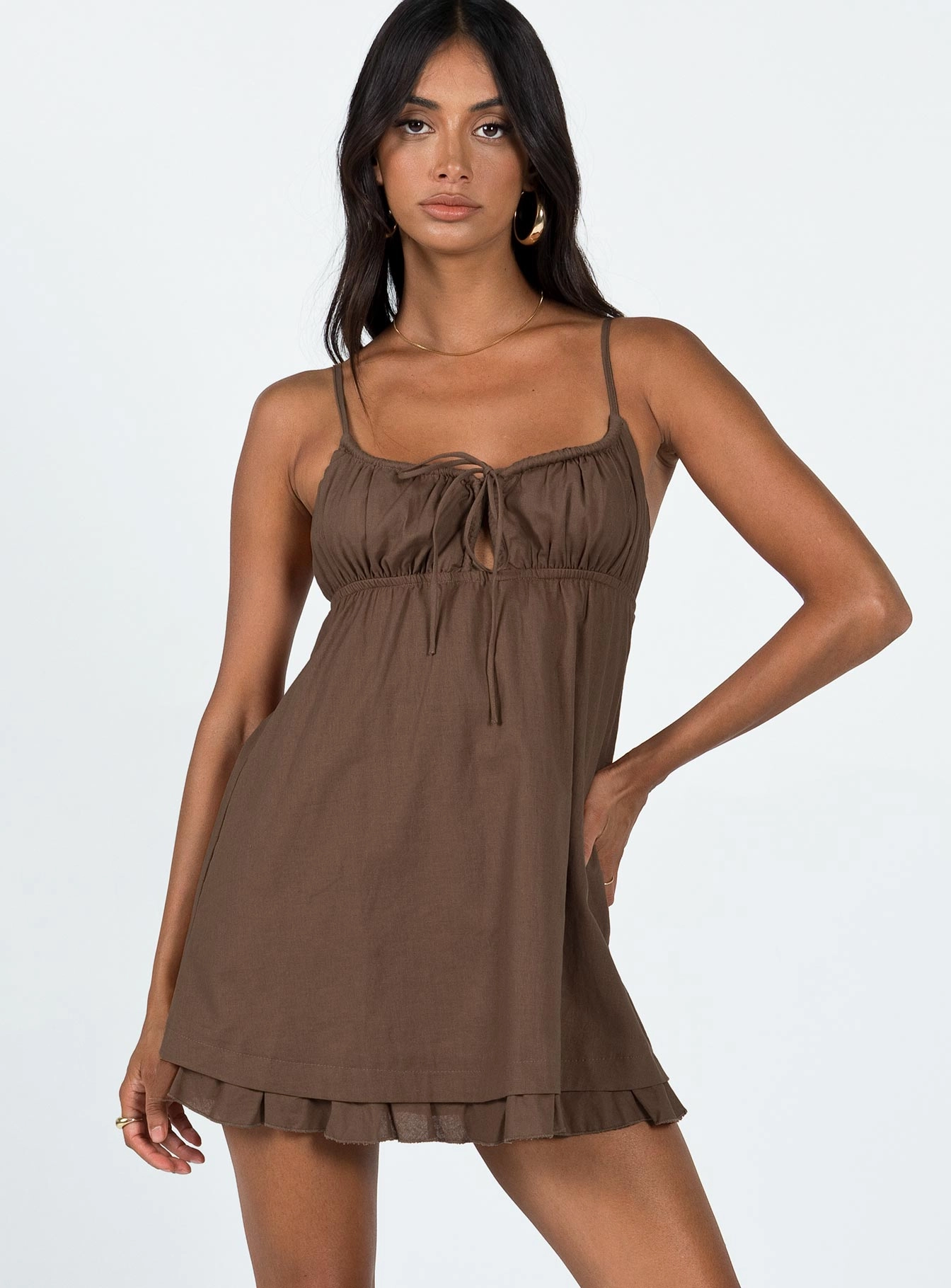Empress Of Love Mini Dress Brown Farm Scene