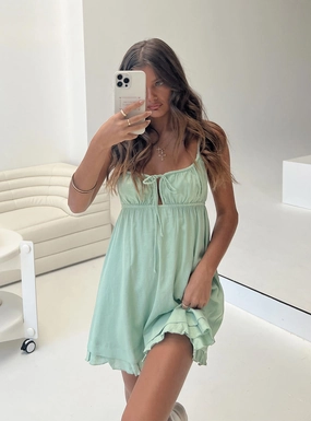 Empress Of Love Mini Dress Sage Cozy Texture Comfy Design