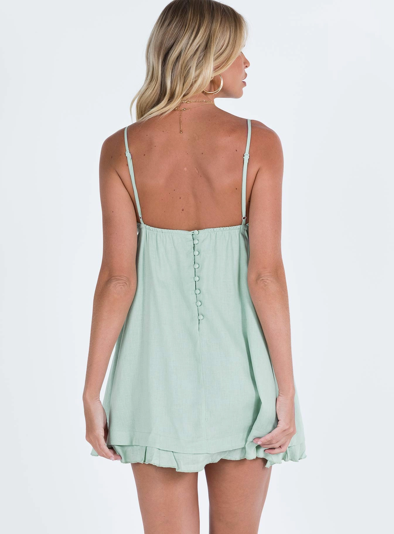 Empress of Love Mini Dress Sage Tall Chic Casual Wear DoubleLayeredMaterial