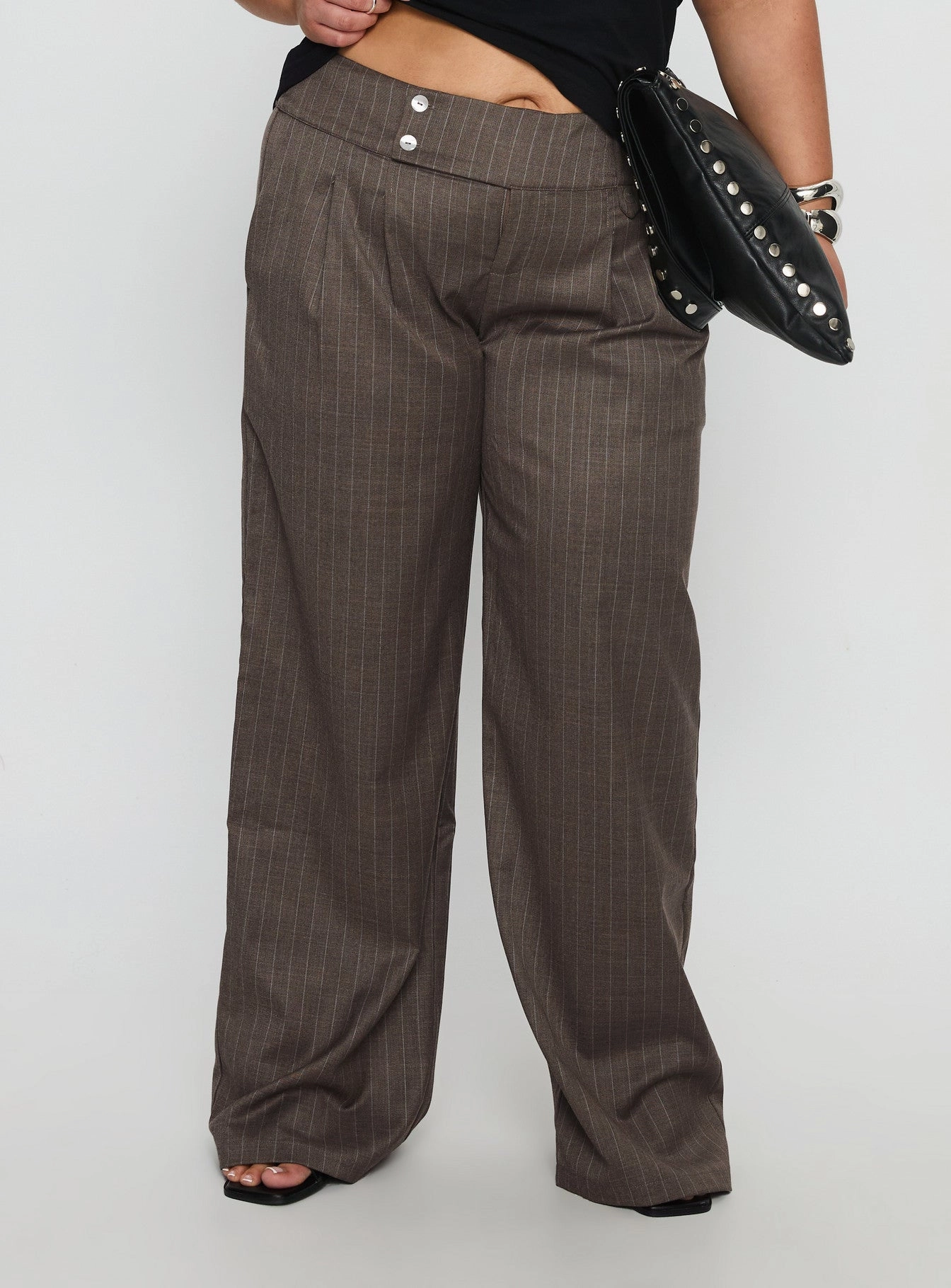 Layer Ready Briellea Thick Waistband Pant Pinstripe Curve