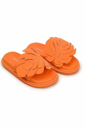 Orange Monstera Anatomic Slide Sandal Cushioned Collar Padding Support Comfort
