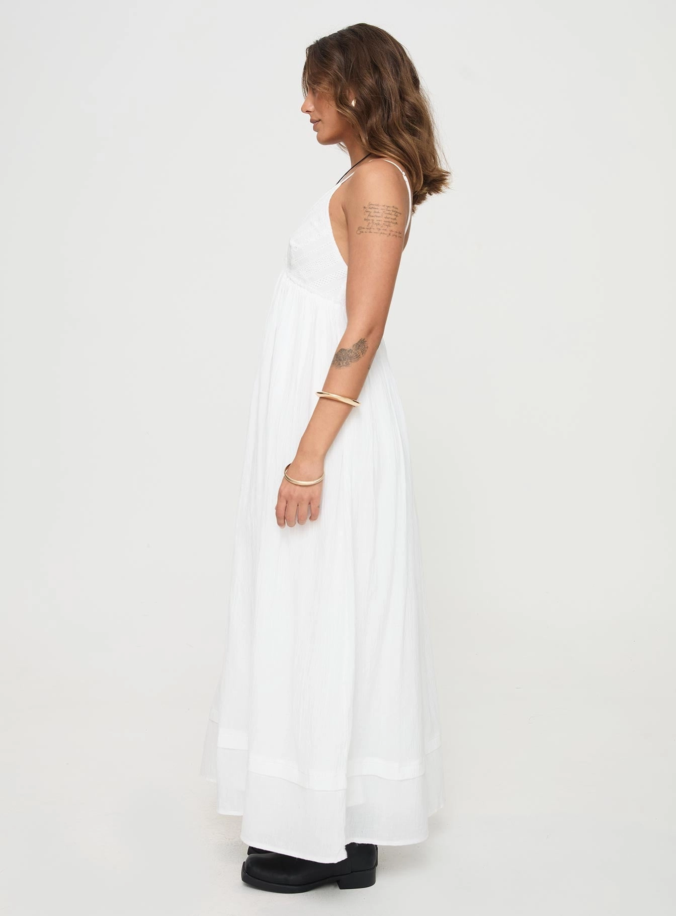Eriksson Maxi Dress White Quilted-Lining Chic Casual Wear