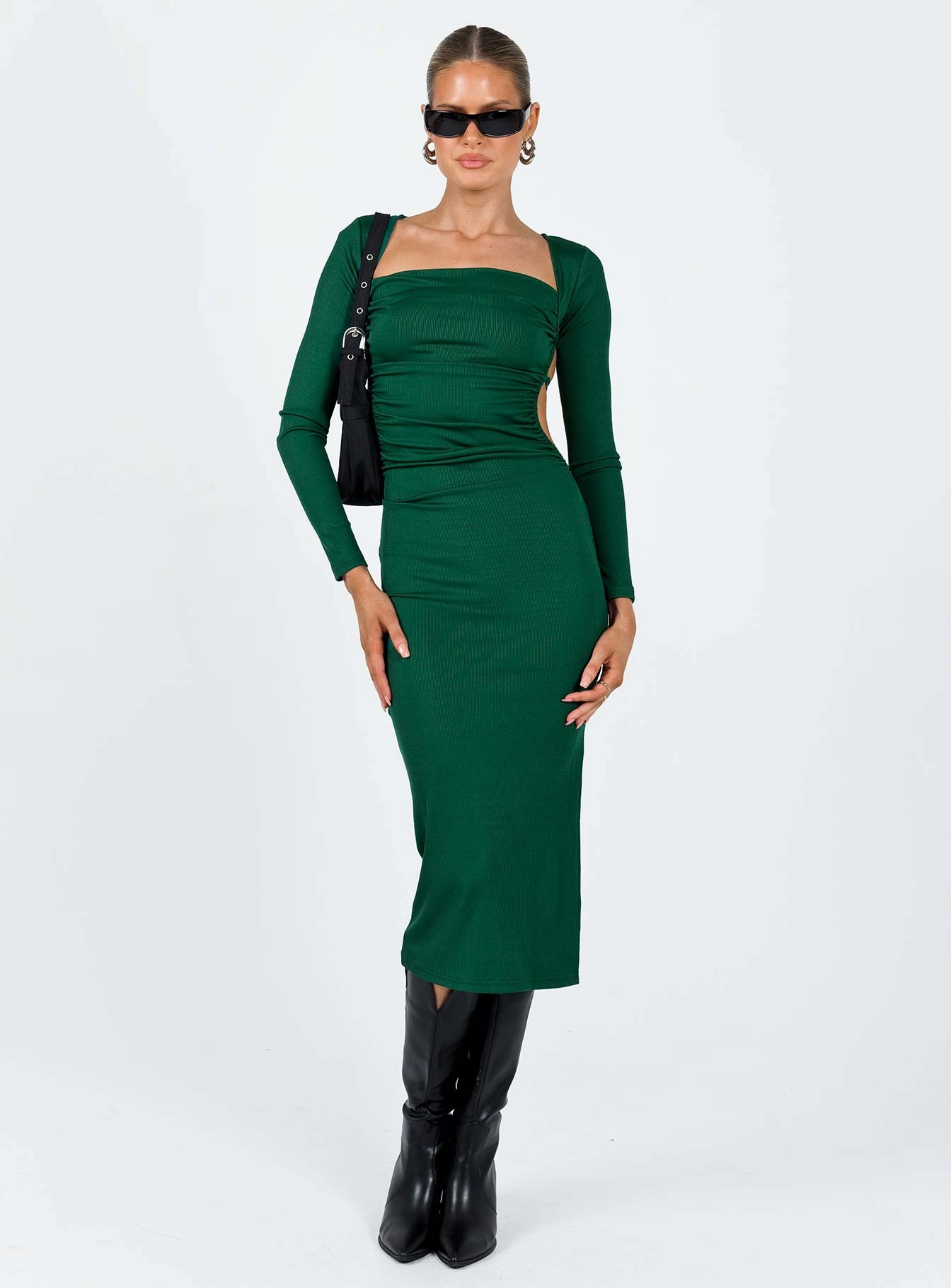 Esplin Long Sleeve Midi Dress Green Versatile sundress