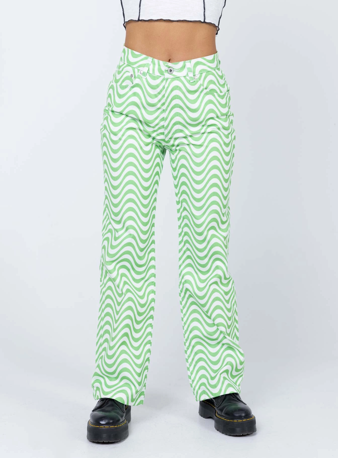 Trendy Choice Modern Textured The Ragged Priest Prism Jeans Green