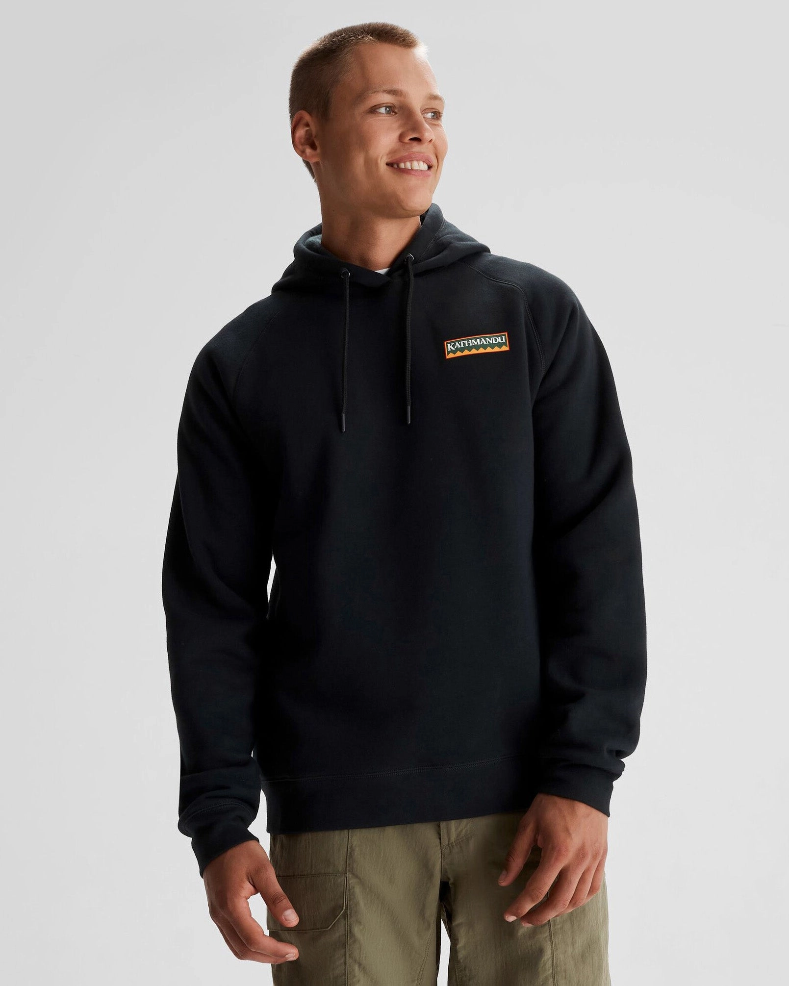 Versatile Styling Men's Kathmandu Heritage Logo Slouchy Hoodie - Black