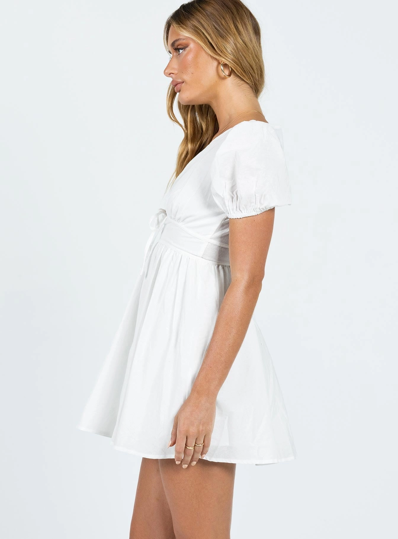 Flattering Look Wear Floral Comfort Raleigh Mini Dress White