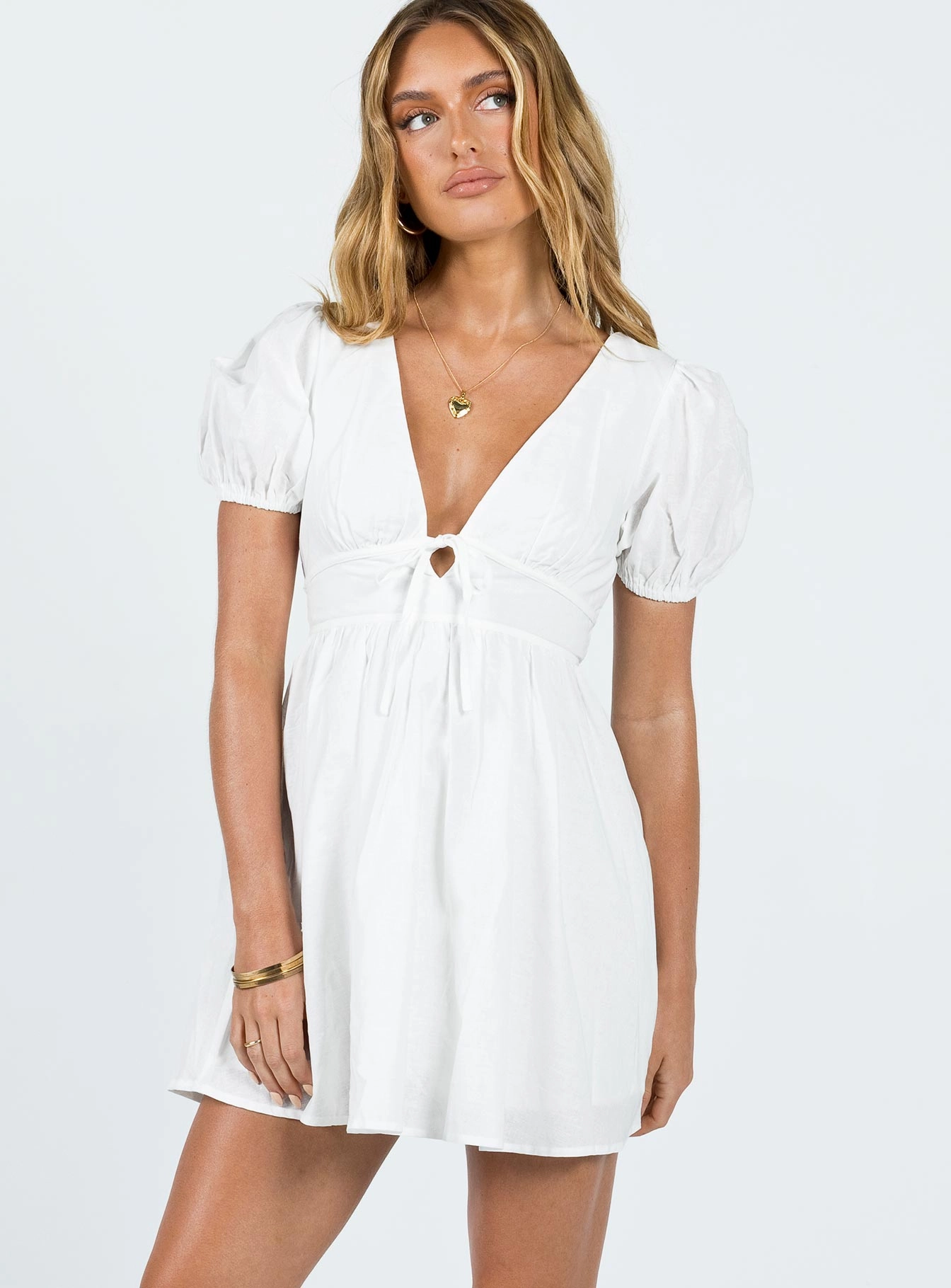 Work Ready Flowing Layers Raleigh Mini Dress White