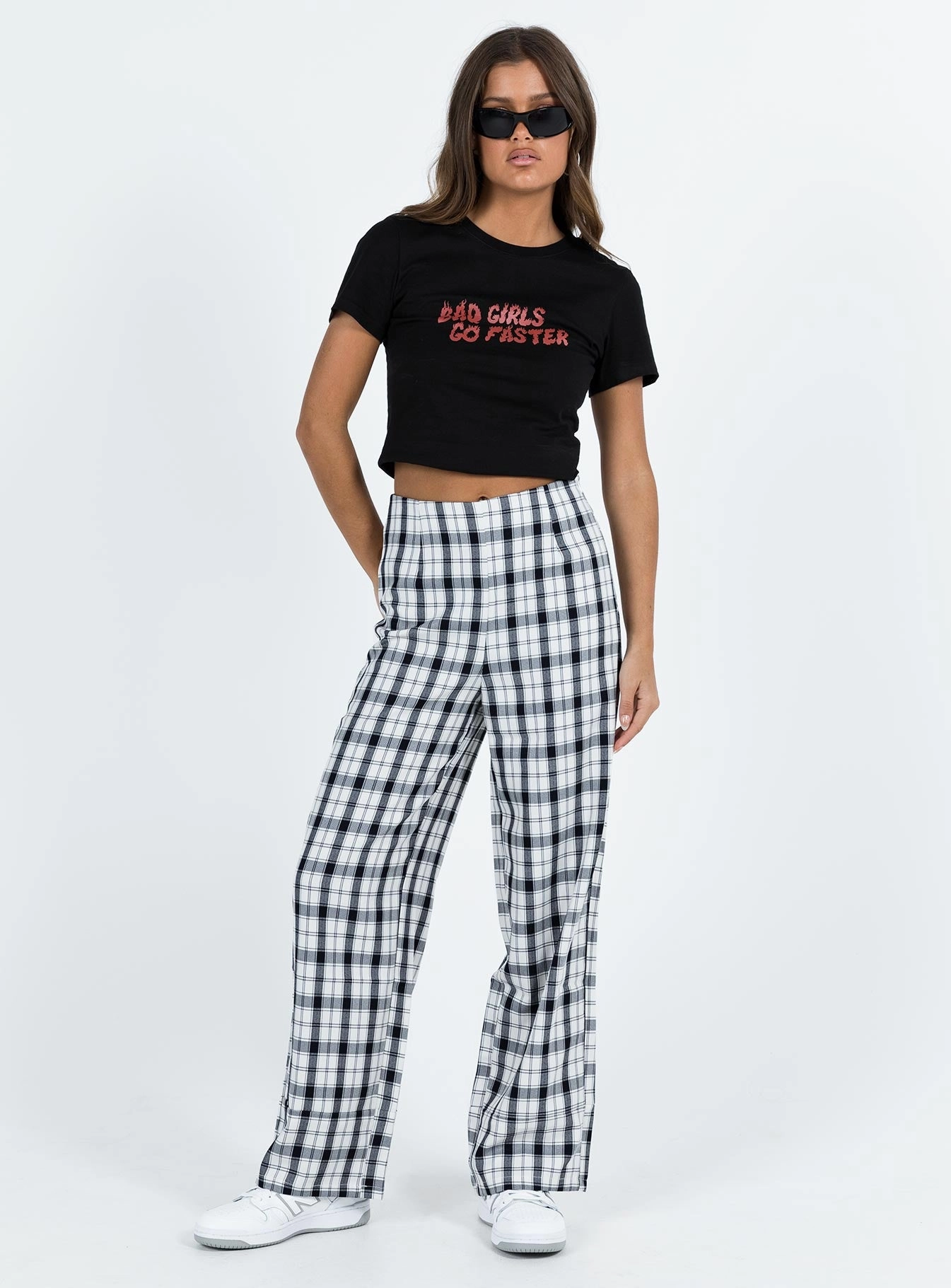 Euros Check Pants Black / White Petite No Fuss ReflectiveTrim