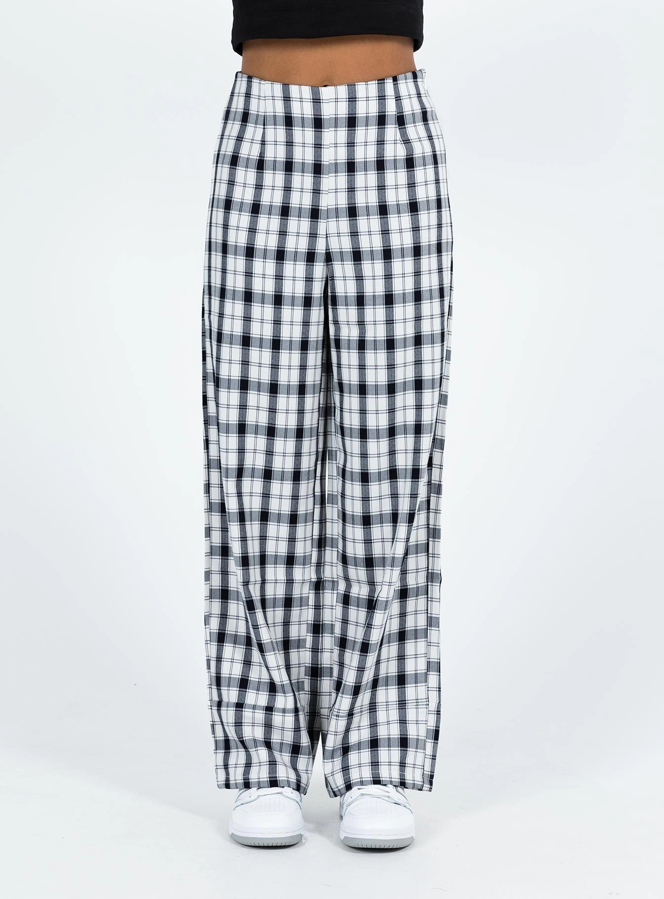 Euros Check Pants Black / White Petite Stylish Appearance Comfy Essentials Wear