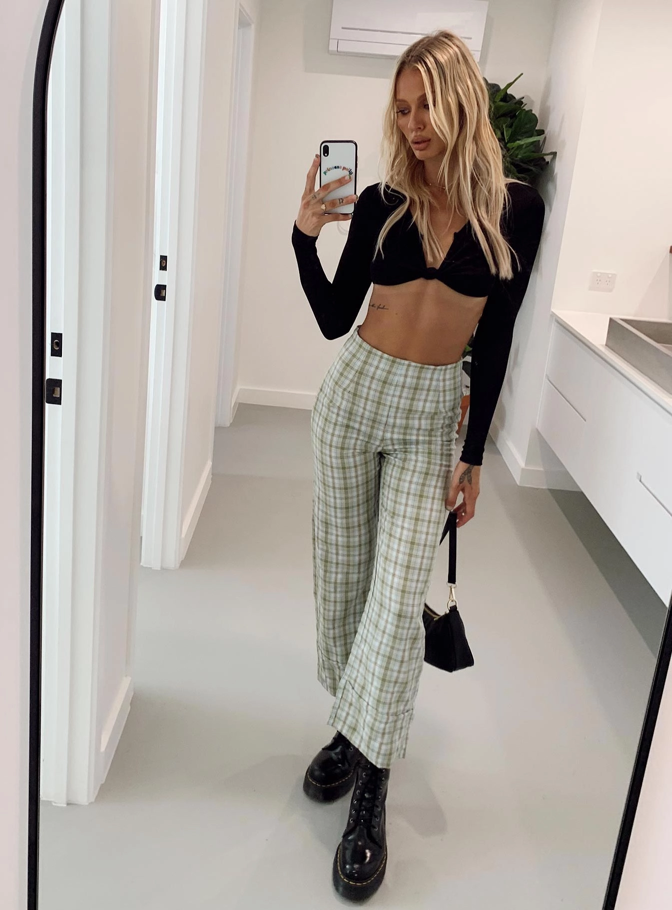 Euros Pants Light Green Check Soft Comfort