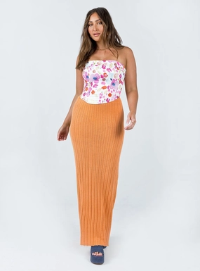 Belle Knit Maxi Skirt Peach Wedding guest