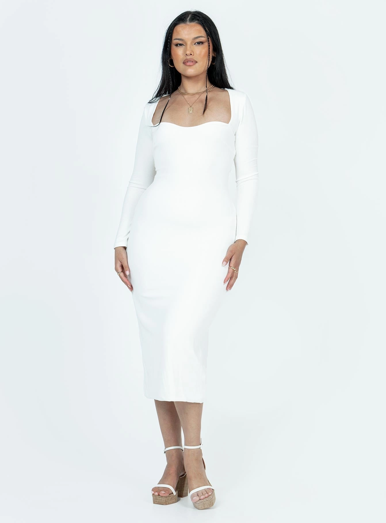 Nolan Midi Dress White Versatile Layer