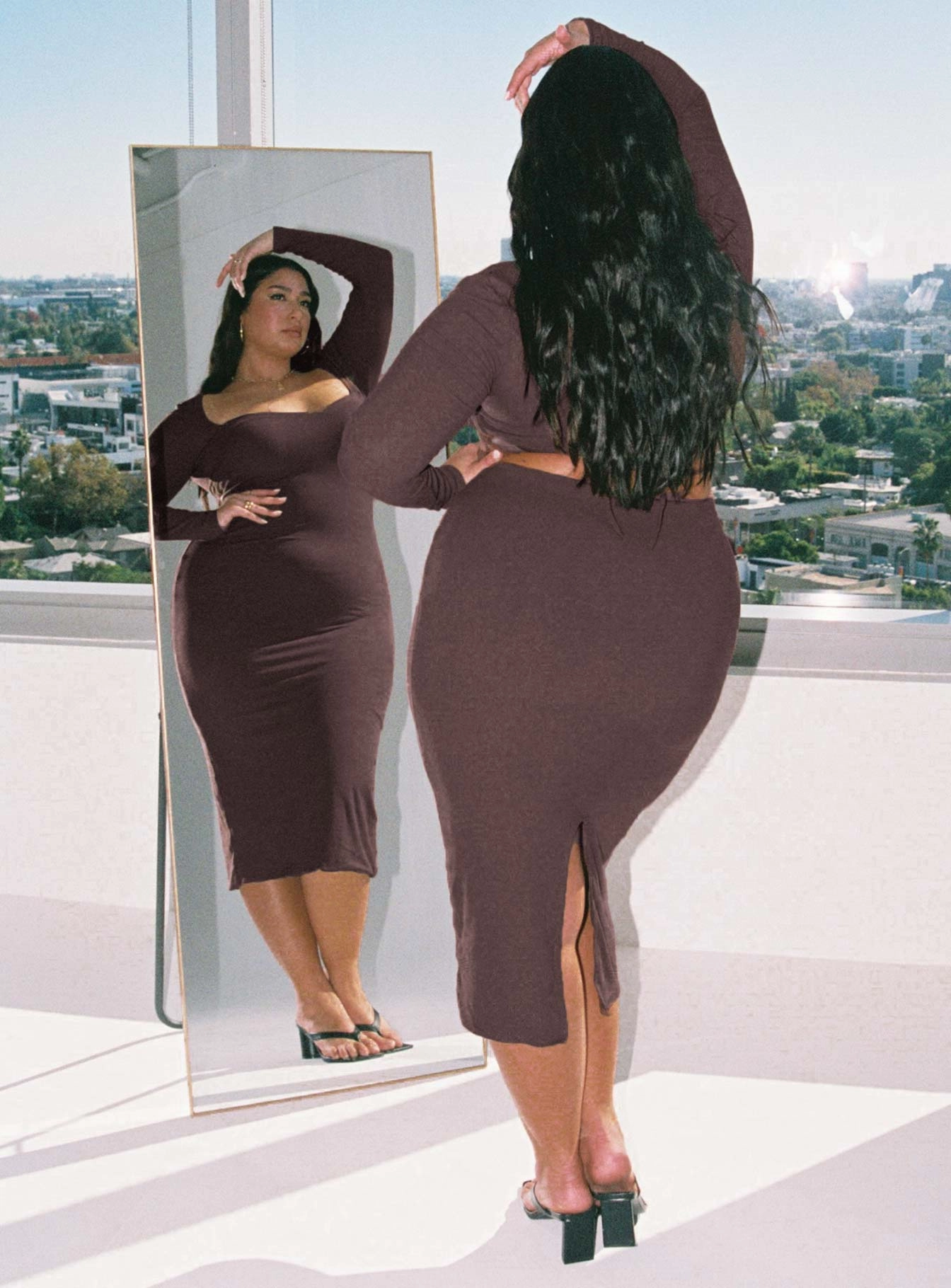 Relaxed-fit Nolan Midi Dress Brown Curve