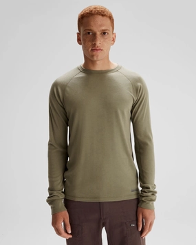 Men's K-Merino 250 Long Sleeve Top  - Beech/Dark Moss Cozy Knit Look