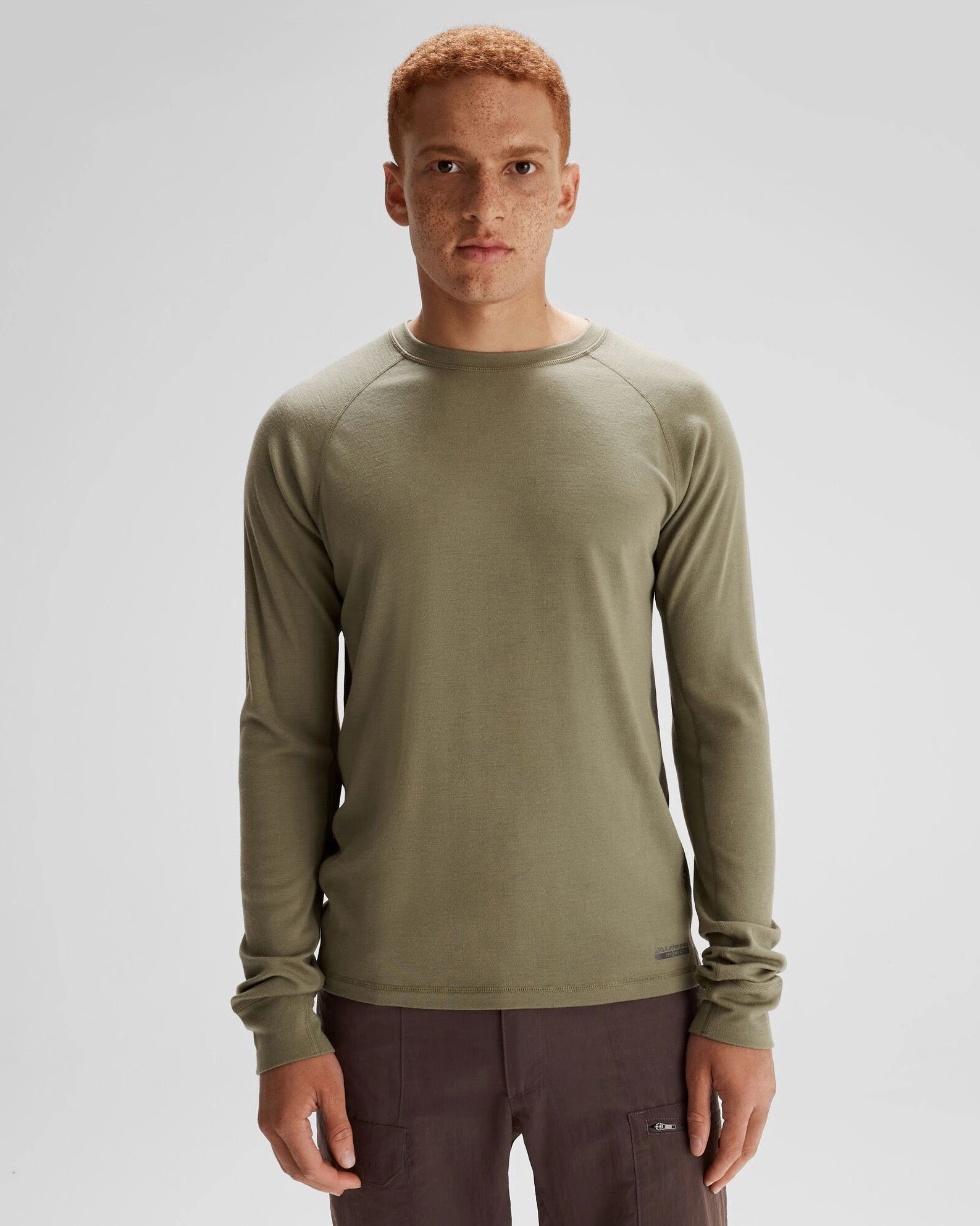 Men's K-Merino 250 Long Sleeve Top  - Beech/Dark Moss Natural Fiber Blend Comfy Knit Look
