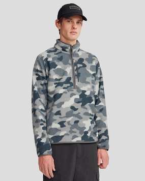 Eco Friendly Knitwear Cable Stitch Men's Trailhead Fleece 1/4 Zip Pullover - Moon Tree Camo Print