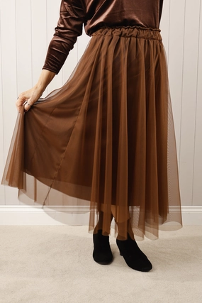 Boutique Exclusive Eco Friendly Dye Dilly Plain net skirt  Bronze
