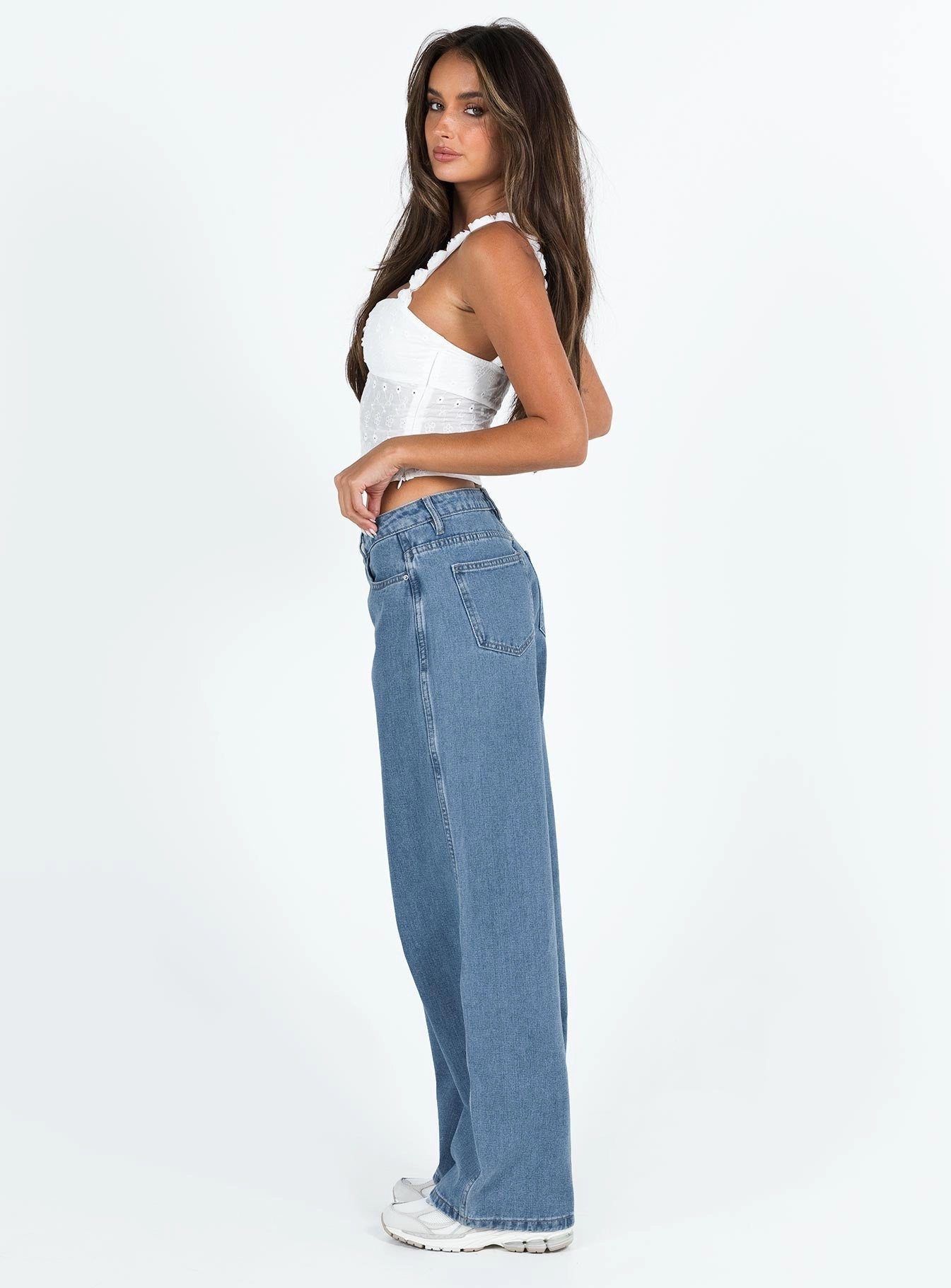 Maryanne Mid Rise Relaxed Jeans Mid Wash Denim Tall Straight Cut