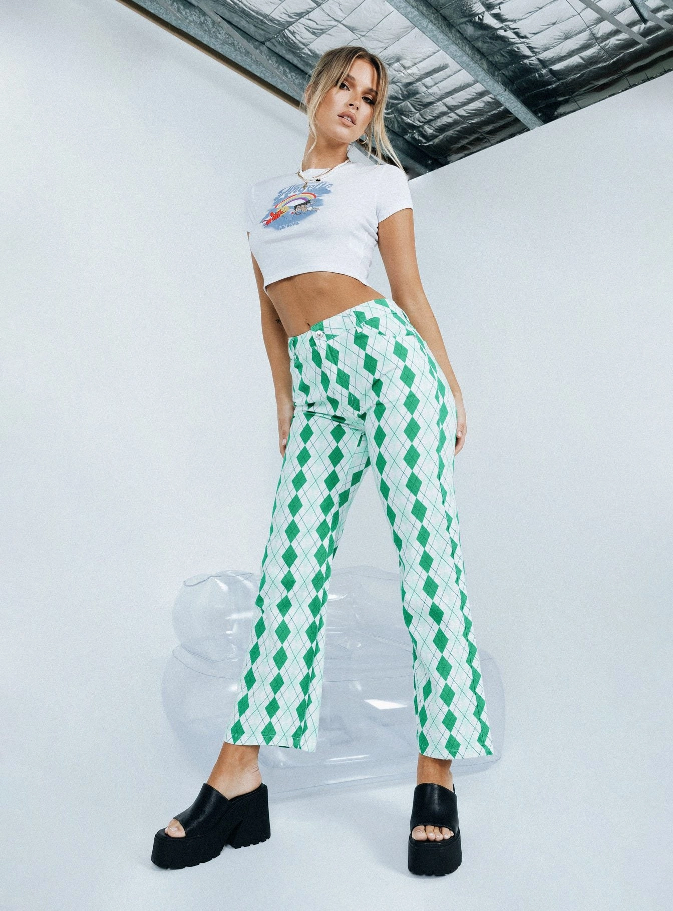 Classic Weekend Getaway Pre Shrunk Material Argyle Straight Leg Print Pant