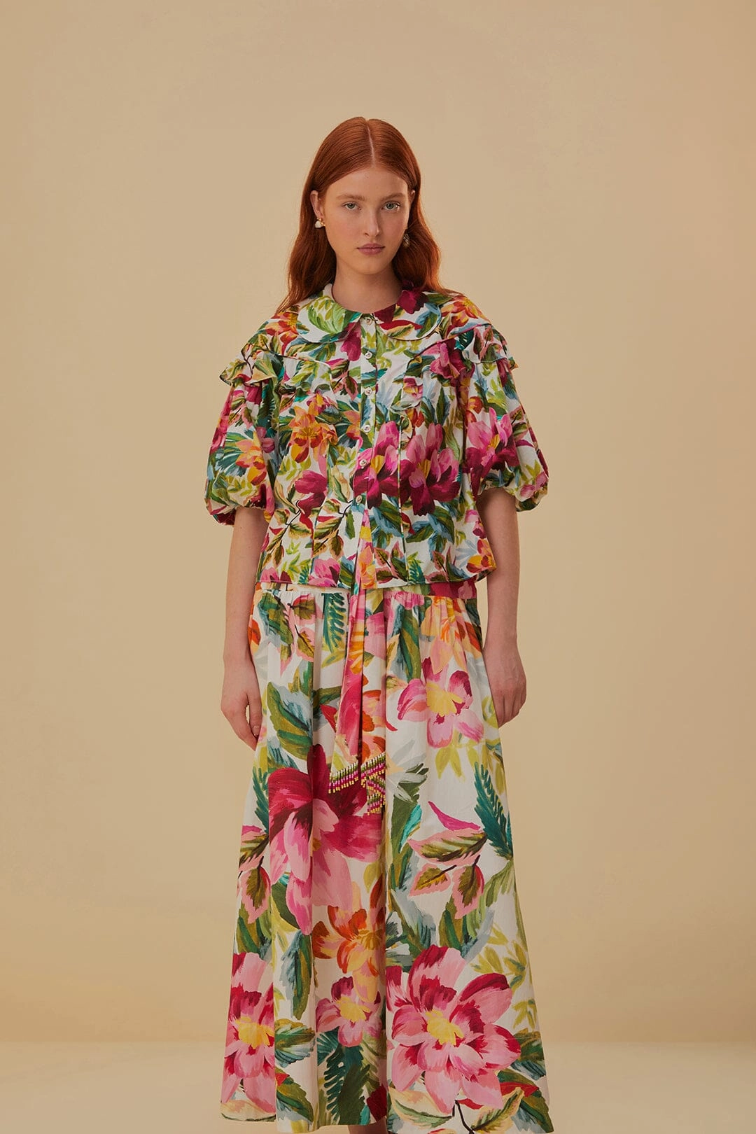 Off-White Painted Flowers Maxi Skirt Easy Layer Fashion Detail