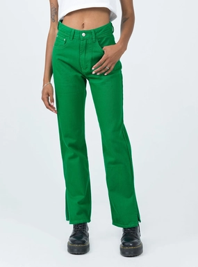 Barnie Split Hem Jeans Green Gym Ready Evening Stroll