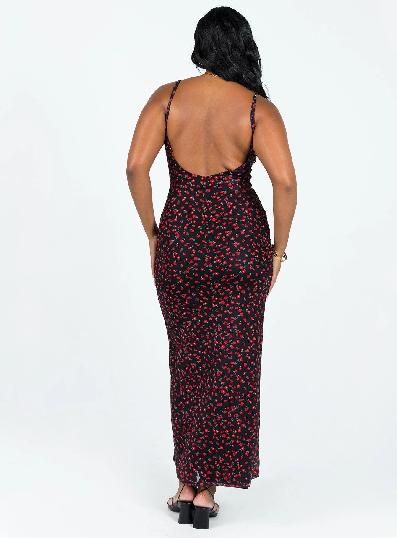 Knox Maxi Dress Black / Red Floral Sheer Element Linen Love