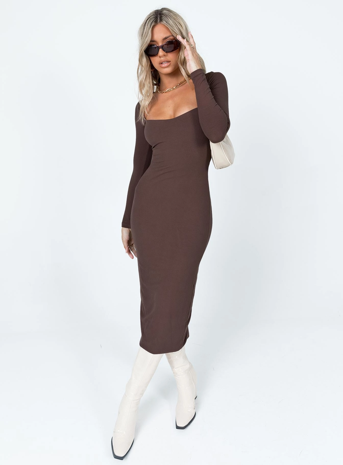 Luxurious Feel Nolan Midi Dress Brown