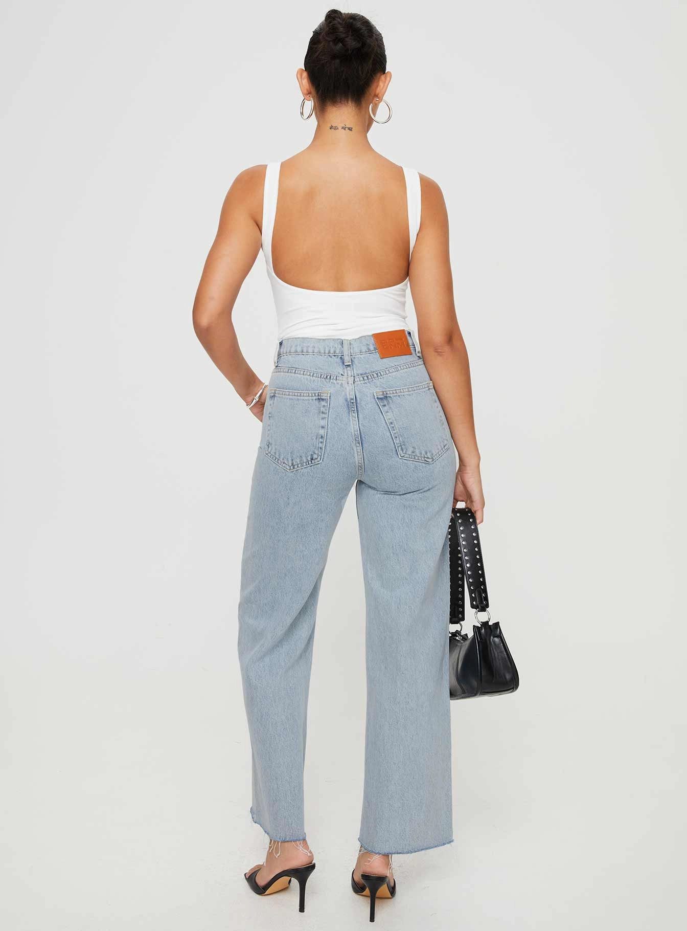 Fawcett High Rise Straight Leg Jeans Light Blue Wash Unisex Fashion Modern Couple Look