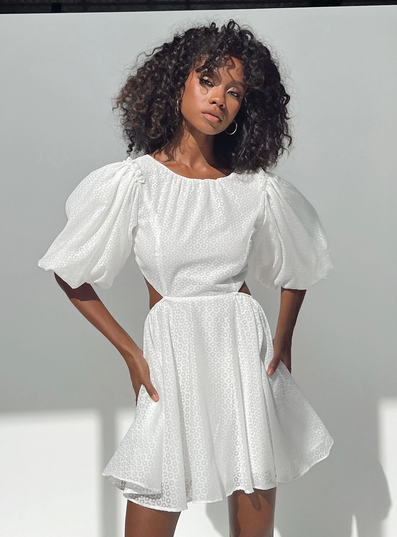 Marano Mini Dress White Airy Fabric Peach Tone