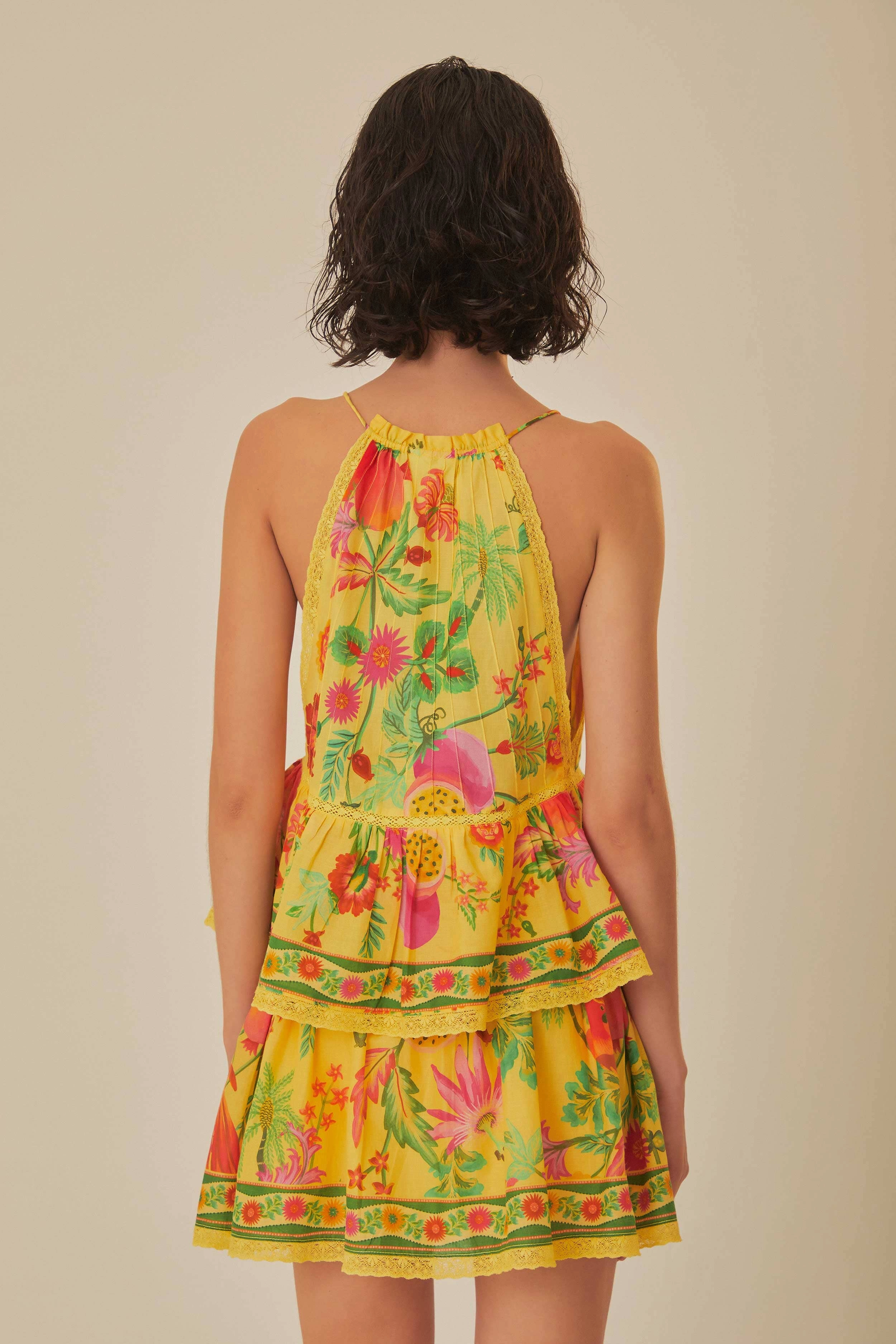 Machine washable Comfortable Motion Yellow Delicate Fruit Garden Mini Skirt