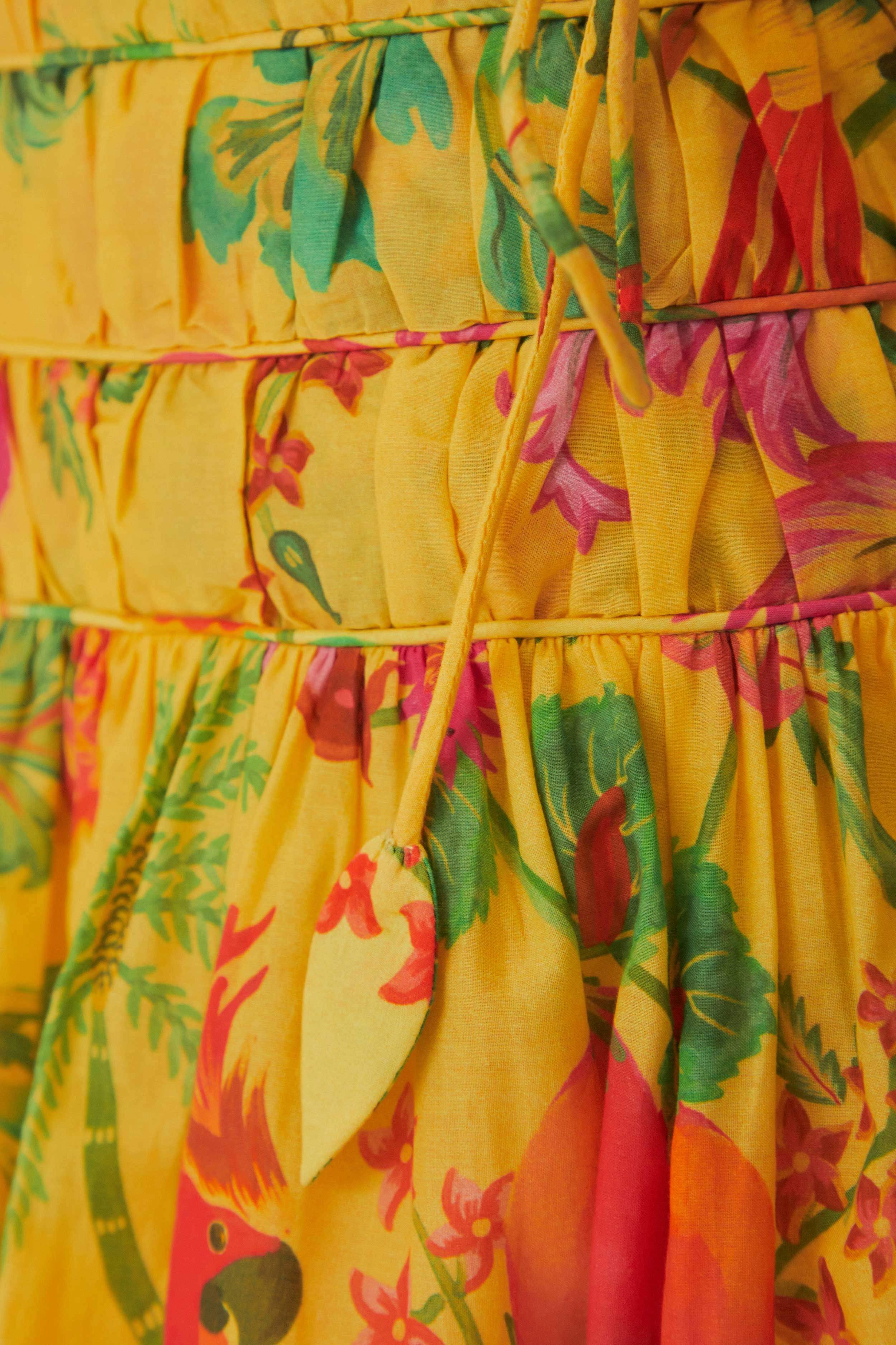 Floor Length Subtle Details Yellow Delicate Fruit Garden Mini Skirt
