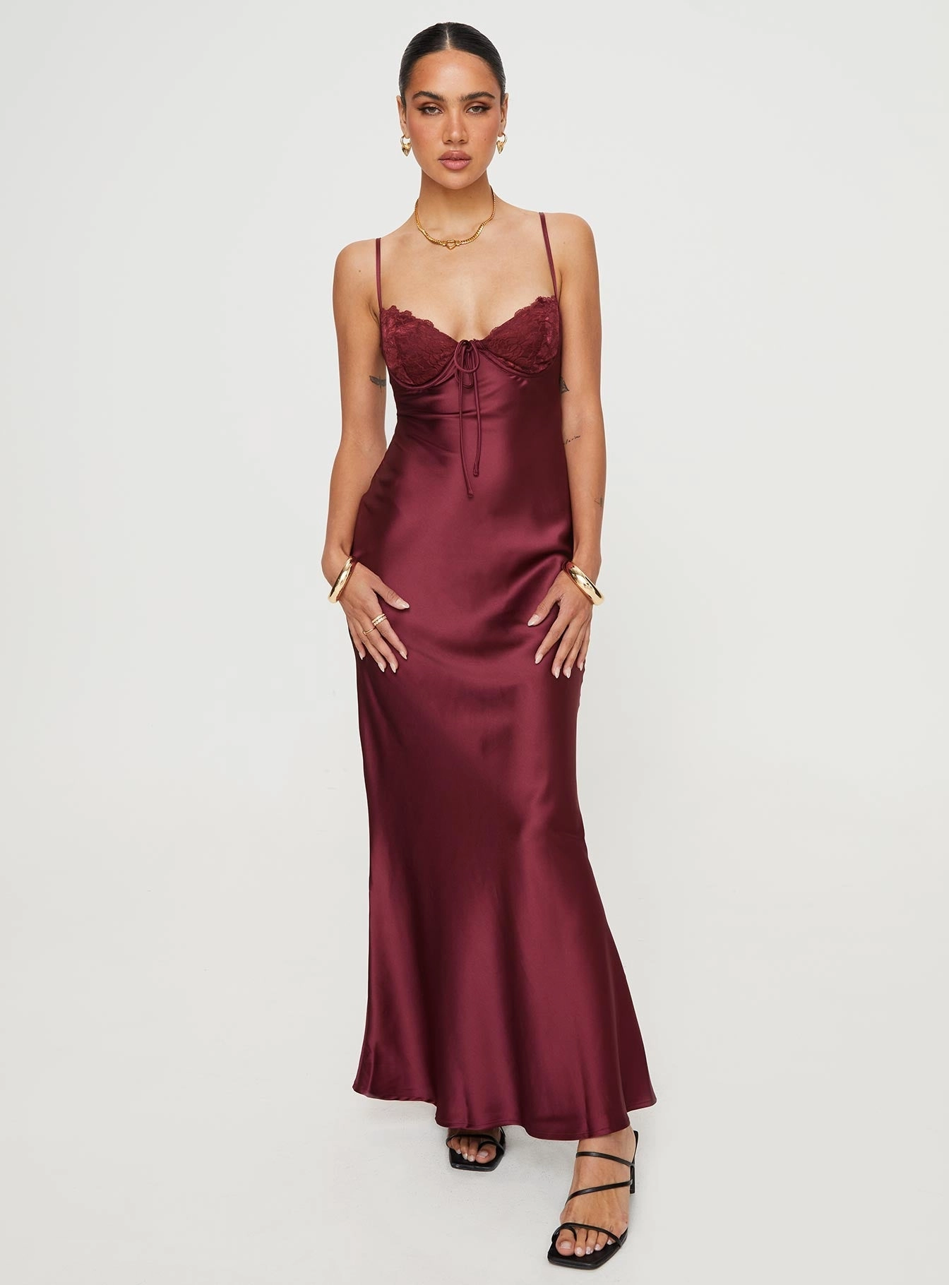 Autumn Mood Underwire-Support Fadyen Bias Cut Maxi Dress Burgundy