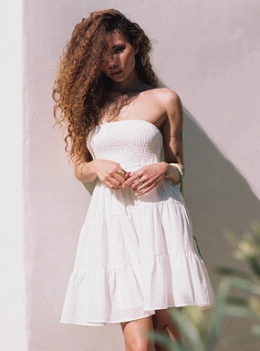 Contemporary Fit Travel-friendly Fahy Strapless Mini Dress White
