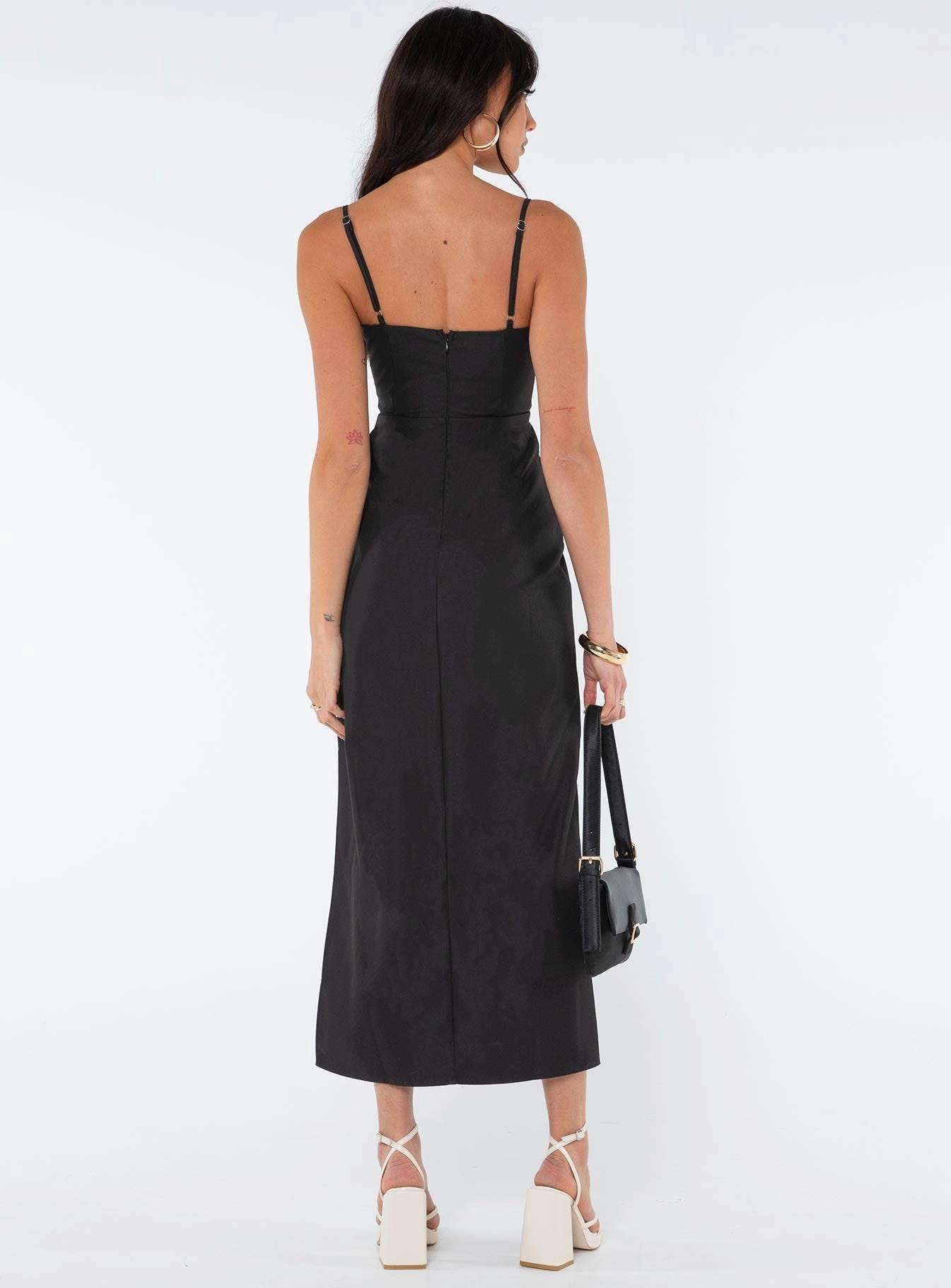 Soft Appearance Linen Vibe Risha Corset Midi Dress Black