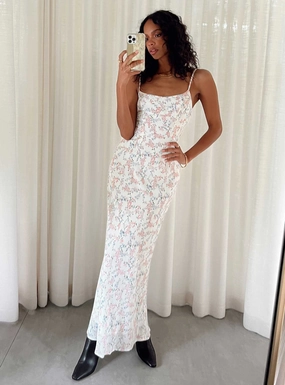 Fairholm Maxi Dress White / Floral Lounge Cut Square-Neck