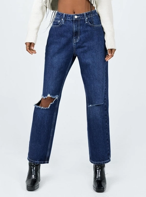 Effortless Style Fairmount High Rise Straight Leg Jean Dark Wash Denim