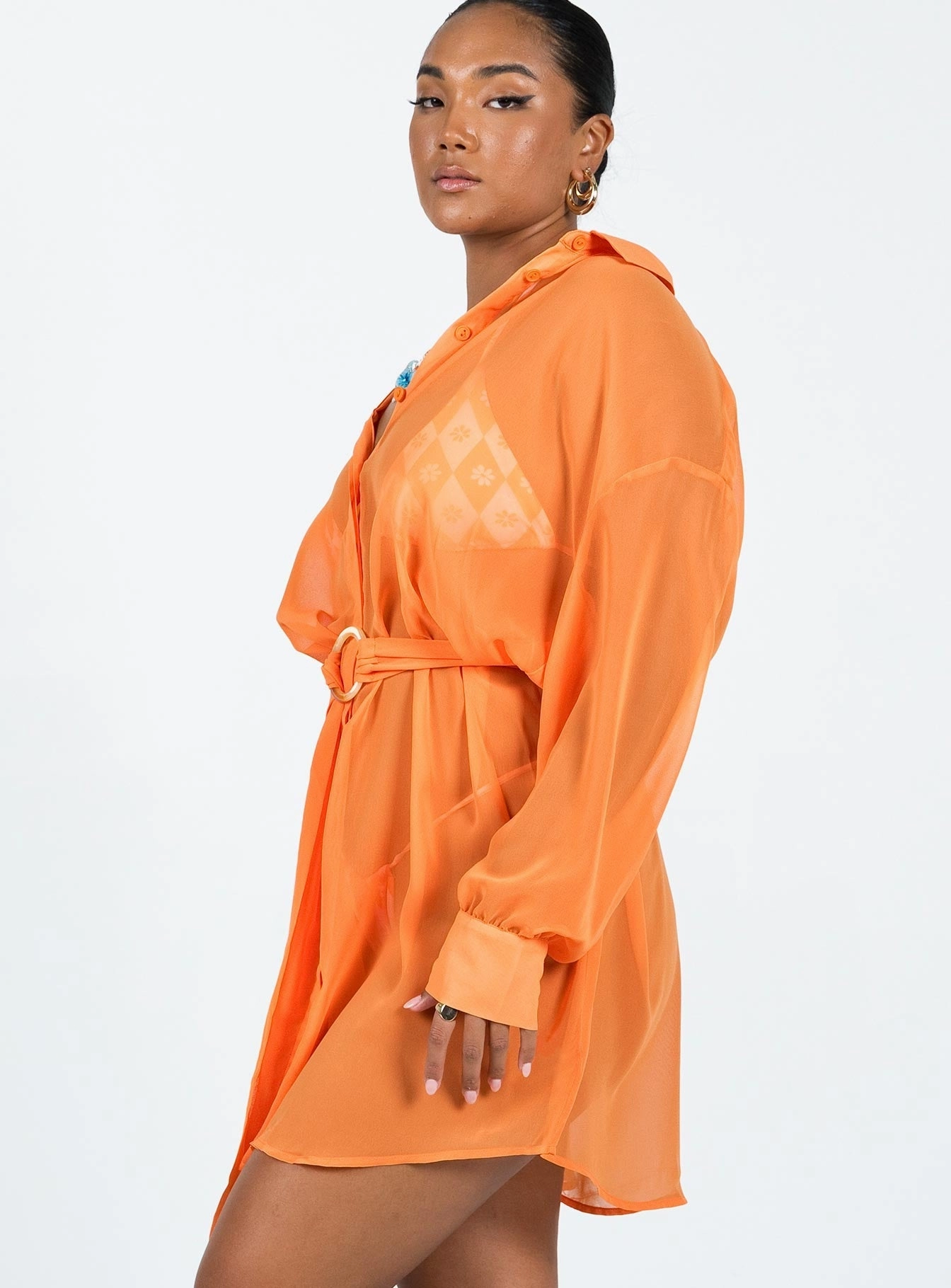 Hennie Long Sleeve Mini Dress Orange Soft Movement