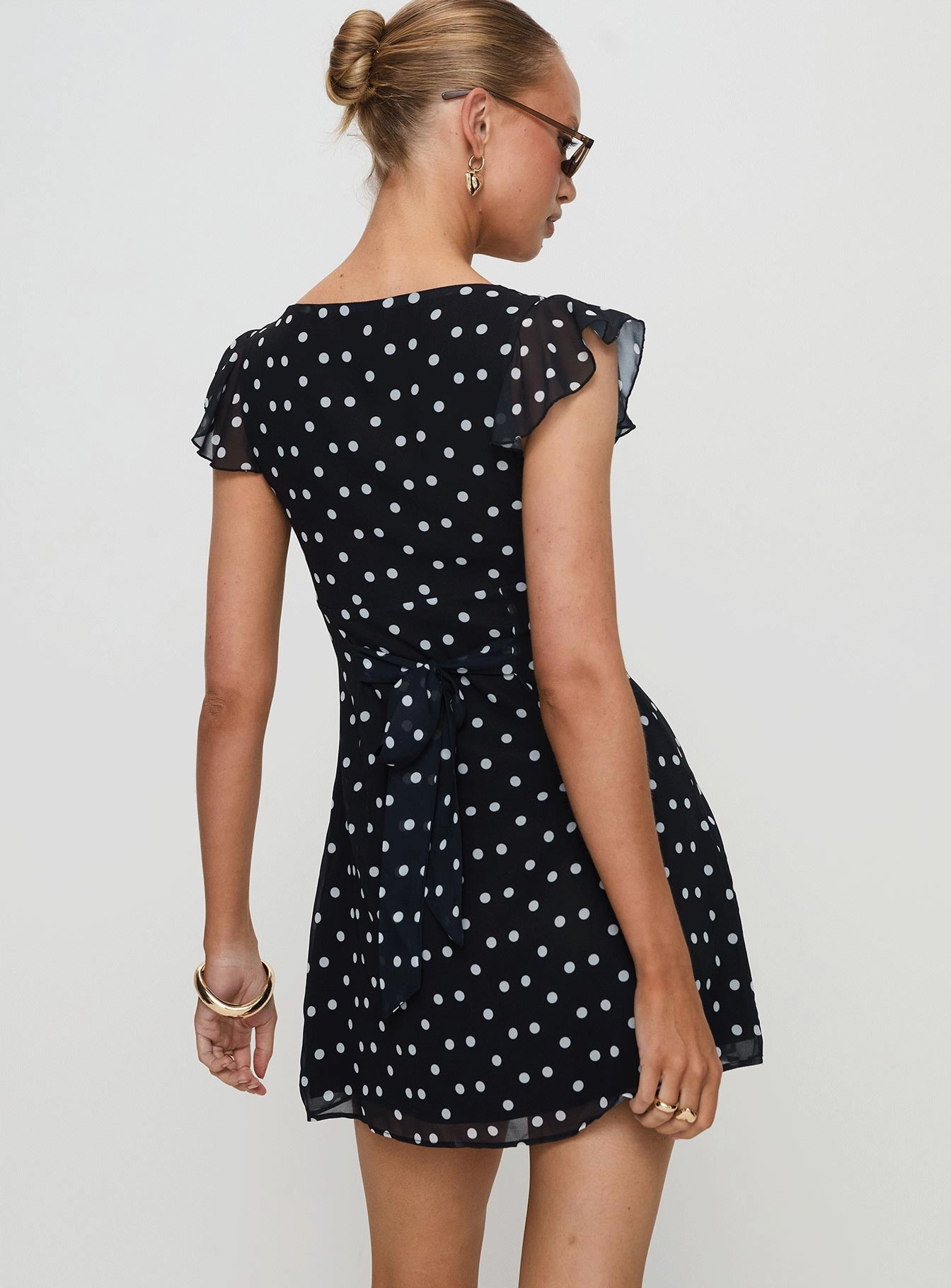 Basic Cool I Guess So Mini Dress Black Polka Dot