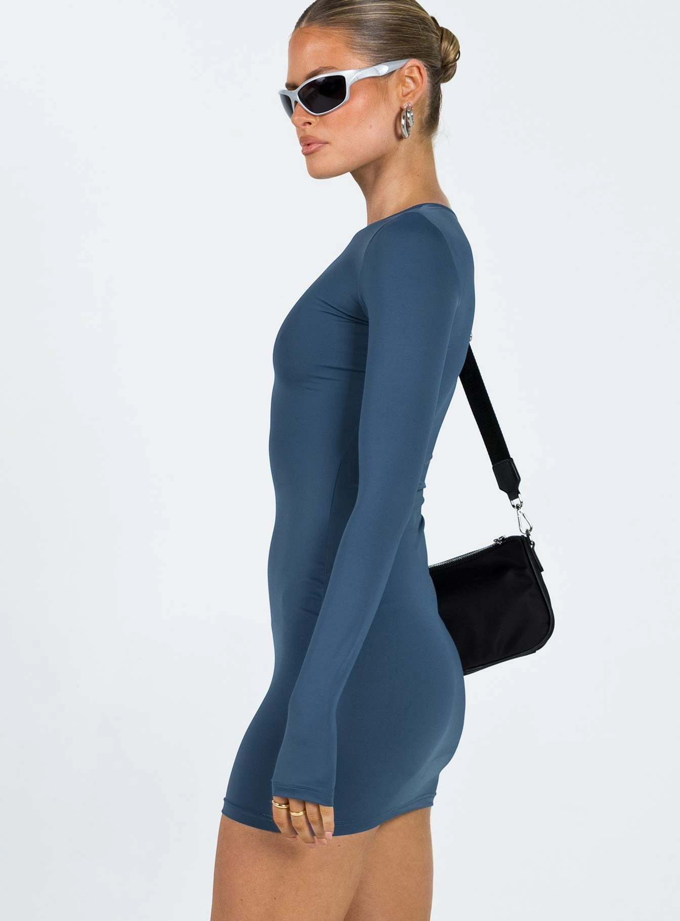 Farro Long Sleeve Mini Dress Navy Short Sleeve Travel-Style