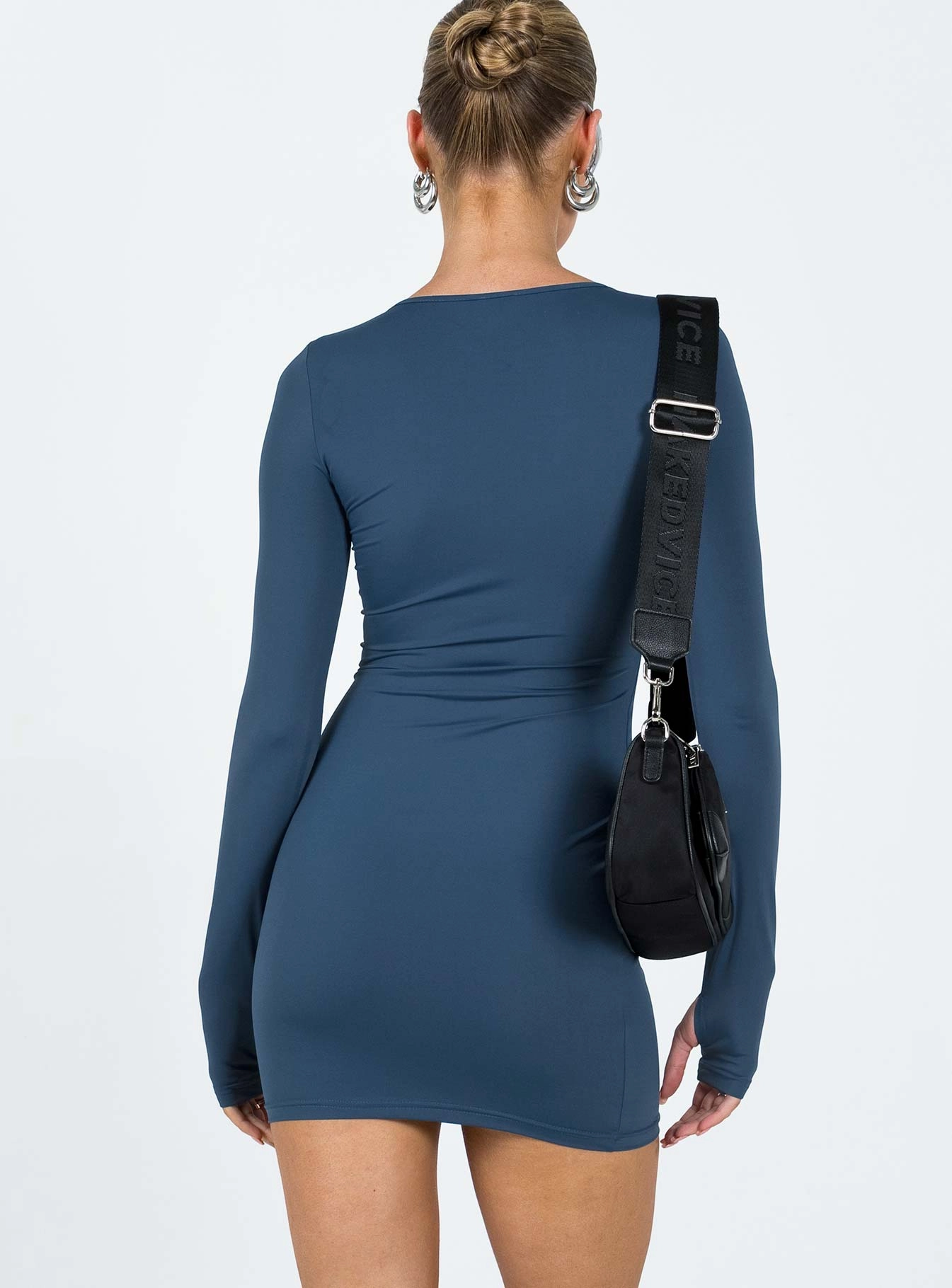 Farro Long Sleeve Mini Dress Navy Fashion Daily