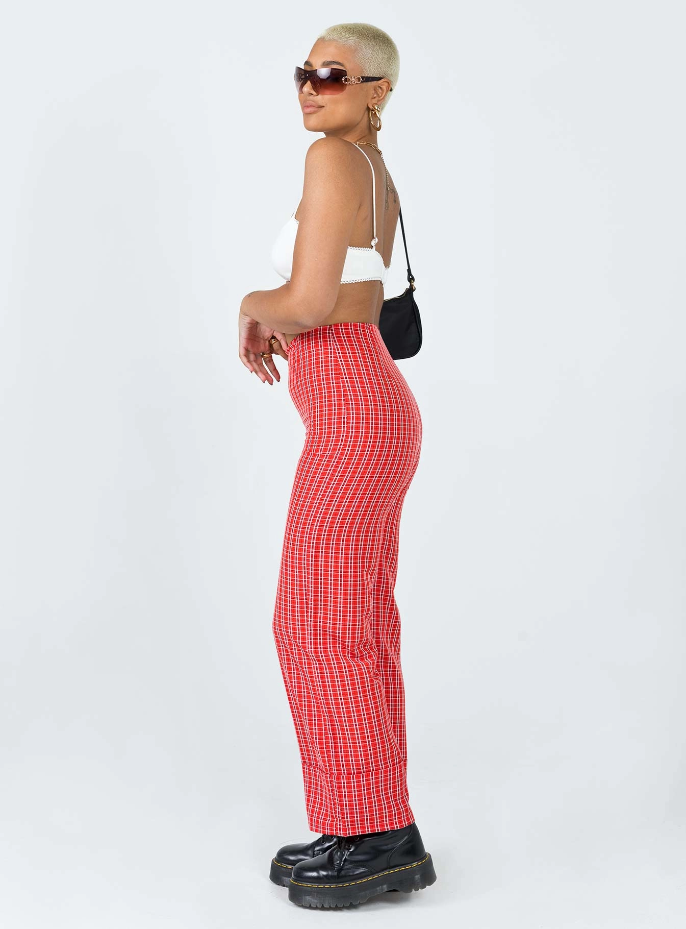 Stylish Wear Euros Pants Red Tartan