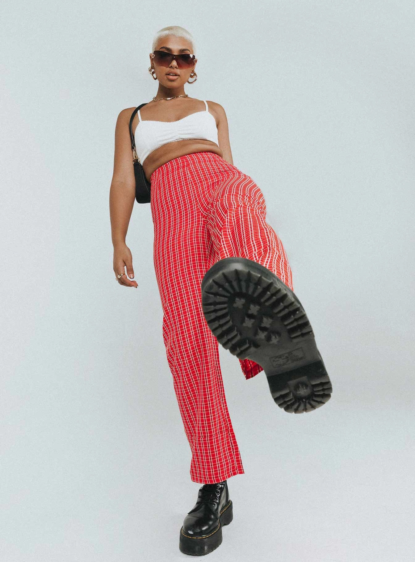Euros Pants Red Tartan ExpandableSidePanels Stay Flexible