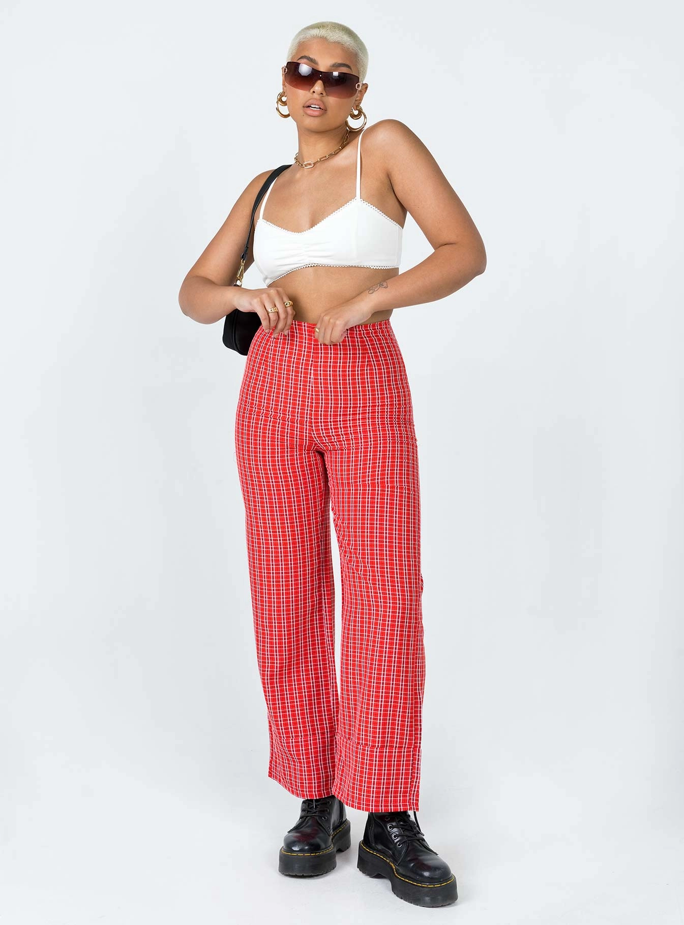 Euros Pants Red Tartan High Durability Thread