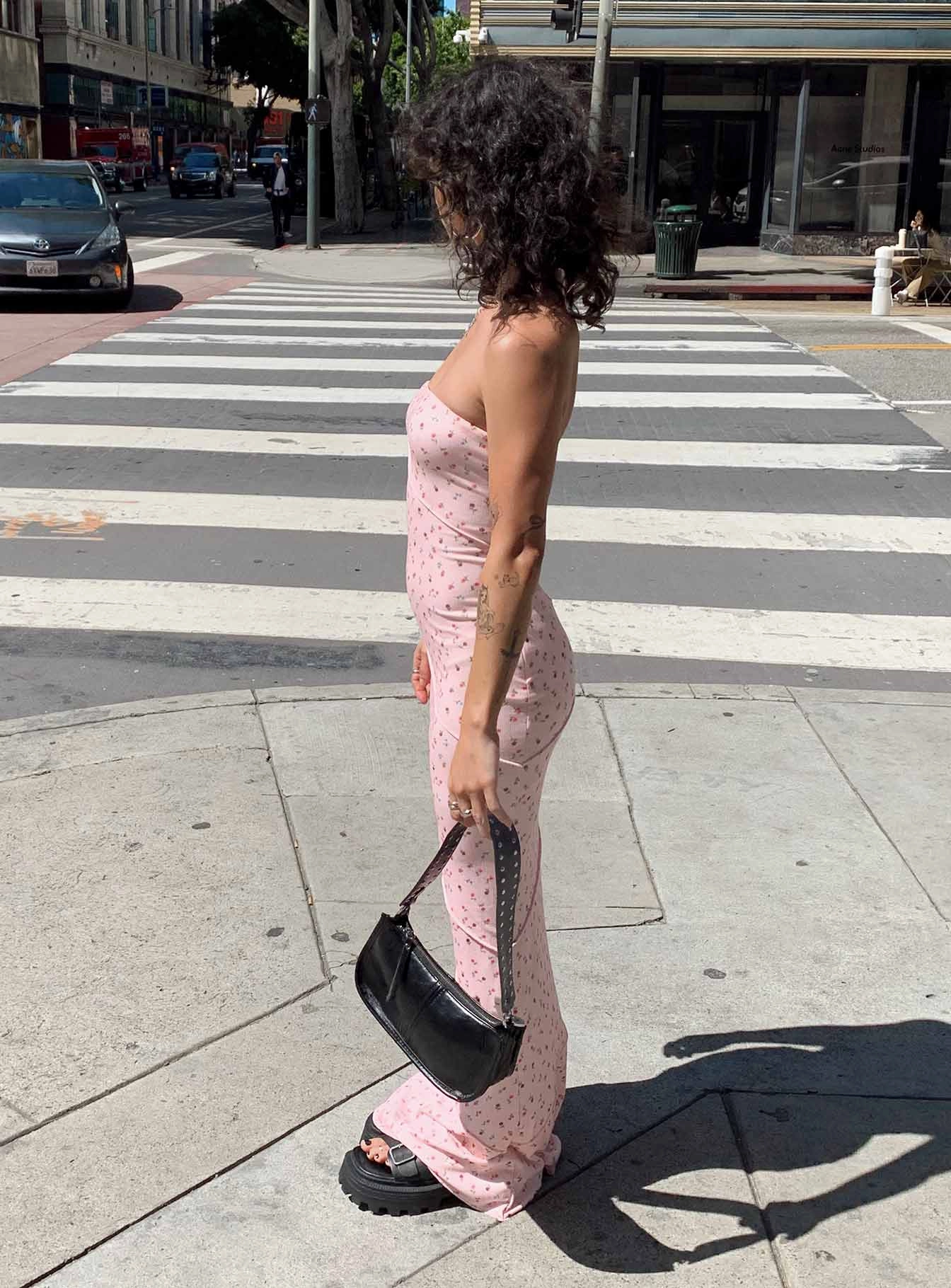 Bold Look Eco Friendly Oscar Midi Dress Pink Floral