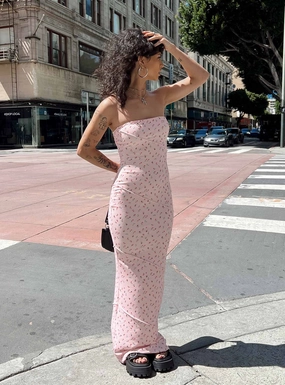 Oscar Midi Dress Pink Floral Mood Flex